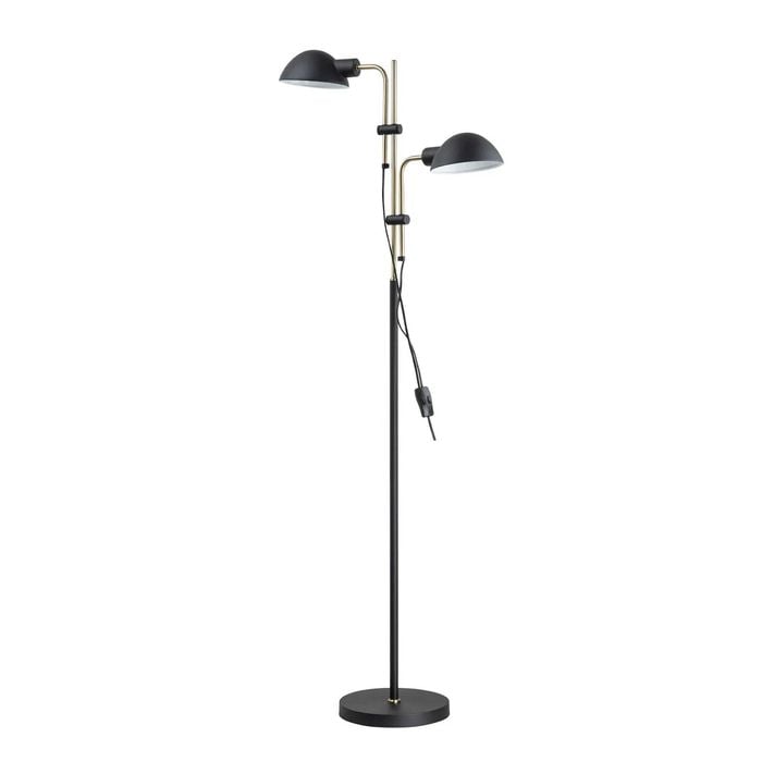 Cla Lighting Tettu Adjustable Height Swivel Head Floor Lamp Sand Black 2 Heads