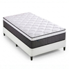 Zinus Single Package Set - Fabric Bed Base & Support iCoil Pocket Spring Eurotop Mattress Set – White