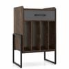 Costway Record Player Stand Turntable Drawer Vinyl Shelf Metal Brown