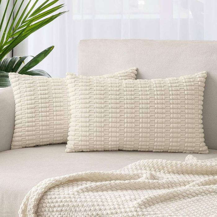 Gioia Casa Boho Corduroy Cushion Covers -  Cream - 30cm x 50cm (Set of 2)