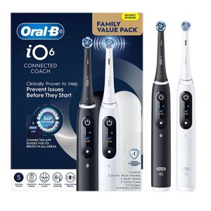 Oral-B iO 6 Dual Handle Electric Toothbrush Pack - Black & White