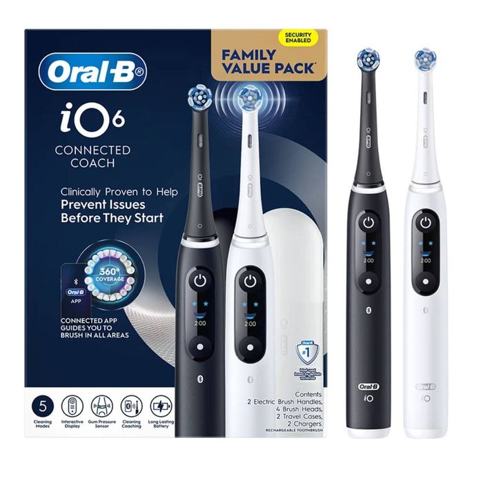 Oral-B iO 6 Dual Handle Electric Toothbrush Pack - Black & White