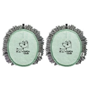 2PK Vigar Pets Club Microfibre Cat/Dog Grooming Oval Mitt Green/Grey