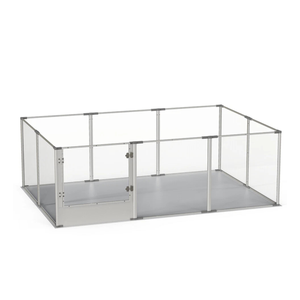 P&P Silver Transparent Acrylic 10 Panel Pet Playpen Indoor Dog Fence Whelping Box with Door