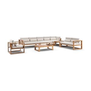 Santorini Package D Outdoor Aluminium Corner Modular Lounge In Teak Look Finish