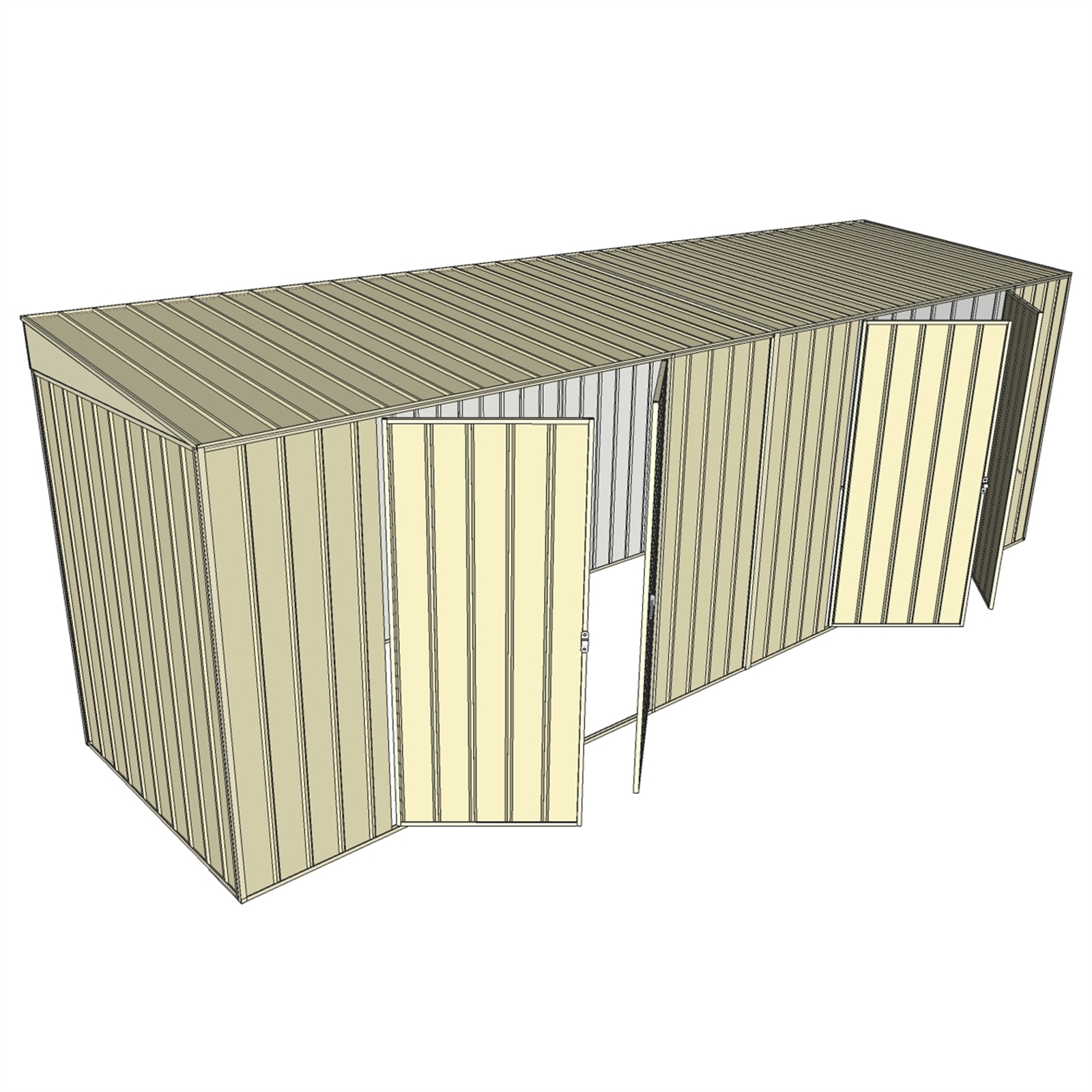 Build-a-Shed 1.5 x 6 x 2m Skillion Dual Double Sliding Side Doors Shed - Cream thumbnail 2