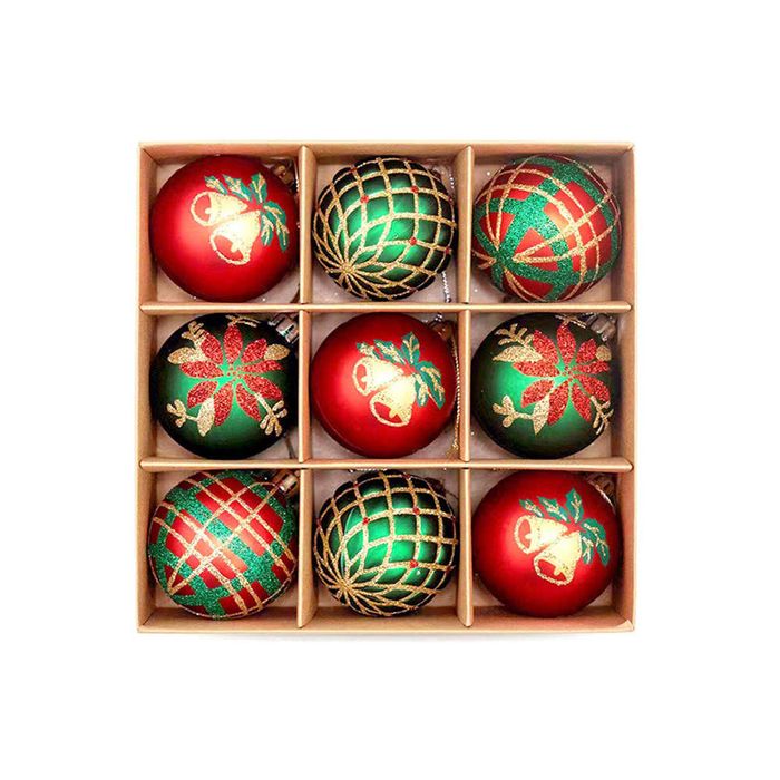 Catzon 9 Pcs Christmas Balls 6CM Shatterproof Ornaments for Home Party Holiday-Set 8