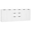 vidaXL Sideboards 3 Piece White Cupboard Home Organiser Drawer