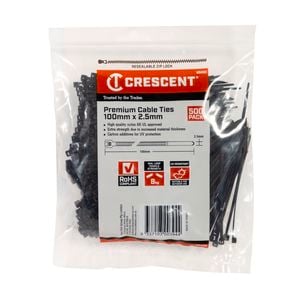 Crescent 100 x 2.5mm Black Cable Ties - 500 Pack