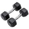 METEOR 6kg Pair Rubber Hex Dumbbells