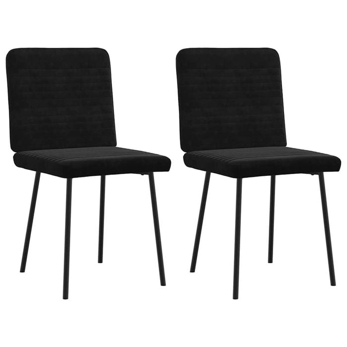 vidaXL Channel Tufted Dining Chairs 2 pcs Black Velvet Metal Legs  45 x 54 x 83 cm