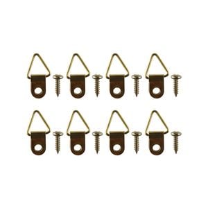 Everhang 6kg Brass Plated Picture Hanging Triangle D-Ring - 8 Pack