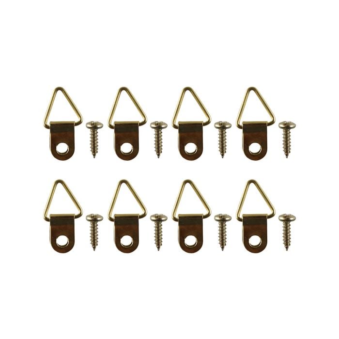 Everhang 6kg Brass Plated Picture Hanging Triangle D-Ring - 8 Pack