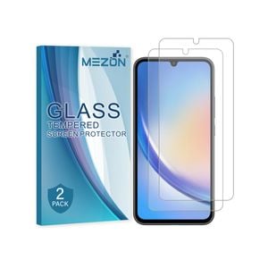 2 Pack MEZON Samsung Galaxy A34 5G Clear Tempered Glass Screen Protectors