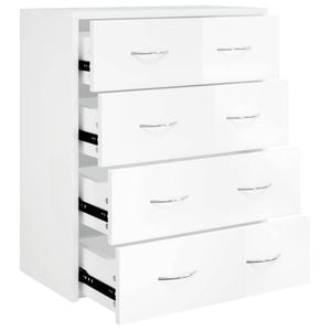vidaXL Sideboard with 4 Drawers Cupboard Storage Cabinet High Gloss White