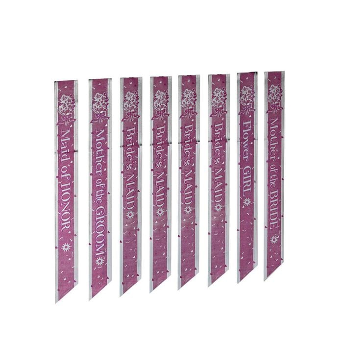 8pc Rubies Bridal Party Sash Costume Dress-up Celebration Accessory Pack Pink