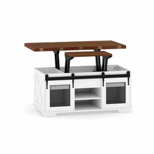 Costway 3in1 Lift Top Coffee Table Dining Table Center Table Workstation Brown