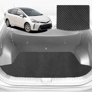 6D Diamond Car Boot Mat for Toyota Prius V ZW402012-2021-(3rd Row seats up/7 seater)-Cargo Mat-Black-Outback GT