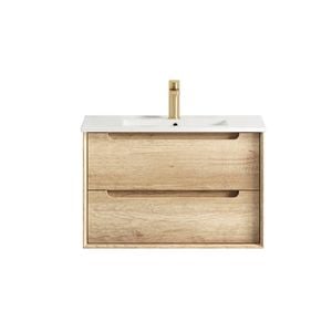 Attica Baia 750mm Natural Oak Vanity With Ceramic Top