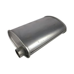 Redback 2-1/2" Triple Flow Muffler Offset/offset - 10" X 4" Oval, 16" Long, Aluminised Steel