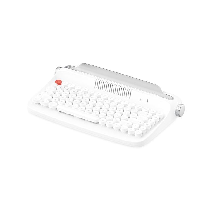 Retro Typewriter Bluetooth Wireless Keyboard Tablet Holder 84 Key - White