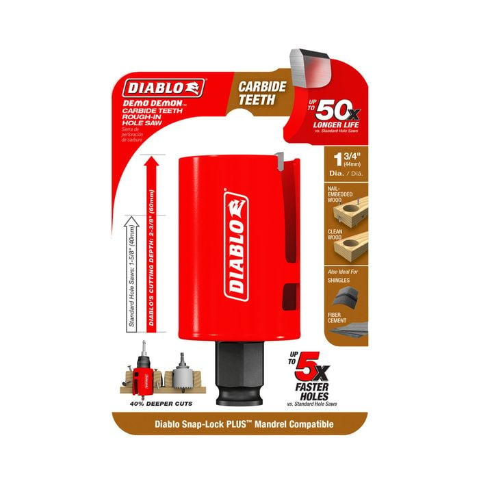 Diablo 1-3/4” Demo Demon Carbide Teeth Rough-In Hole Saw