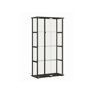 East Glass Display 4 Tier Cabinet Trophy Display Storage Shelf 2 Door Black