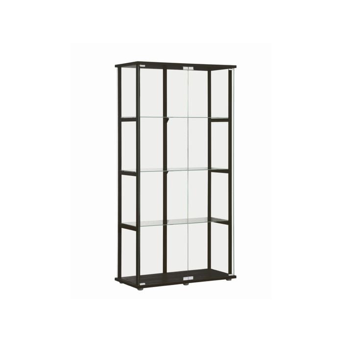 East Glass Display 4 Tier Cabinet Trophy Display Storage Shelf 2 Door Black