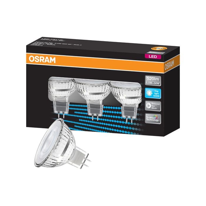 Osram MR16 LED 520lm Daylight 5.5W 12V 60D Downlight - 3 Pack