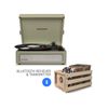 Crosley Voyager Bluetooth Portable Turntable - Sage+ Bundled Record Storage Crate