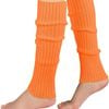 Pair of Wos Leg Warmers Disco Winter Knit Dance Party Crochet Legging Socks Costume Orange
