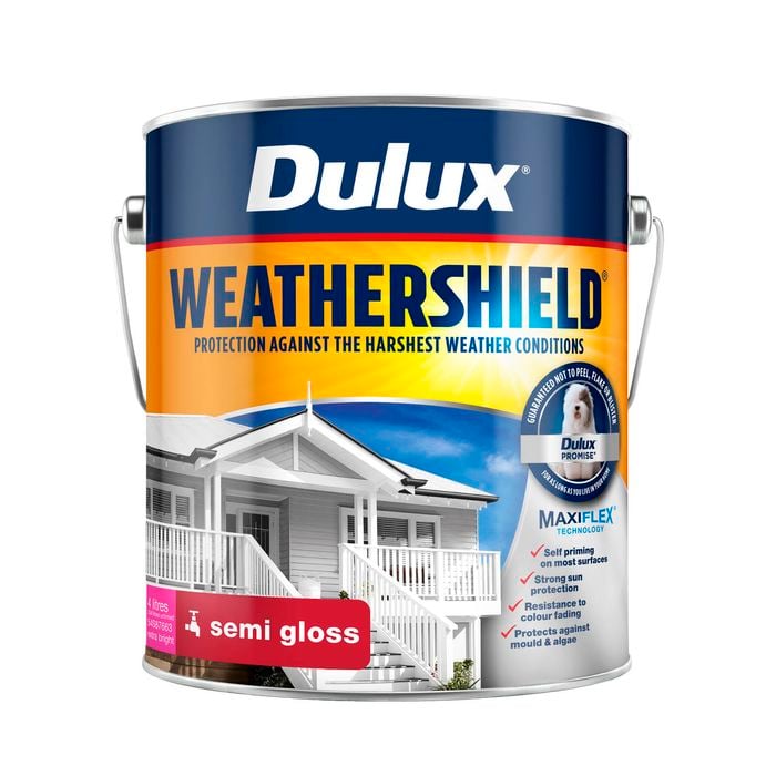 Dulux 4L Extra Bright Weathershield Semi Gloss Exterior Paint