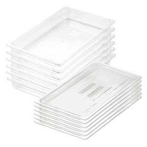 SOGA 1/1 GN Polycarbonate Food Pan 65mm Clear 6 Pack with Lids