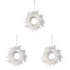 3PK Urban Elegant Feather Wreath Hanging Decoration 14cm White/Gold