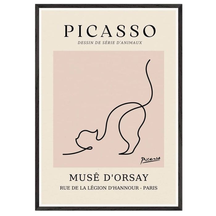 Galrie Picasso's Elegant Cat Art Print Premium Museé d'Orsay Collection for Home Decor, Black Frame, 70 x 100cm (28 x 40inch)