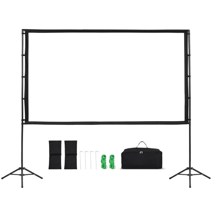 VEVOR Dual-Tripod Projector Screen with Stand 160°Wide Angle 16:9 4K HD Carry Bag