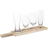 Final Touch Beer Tasting Wooden Paddle Glassware Set of 6