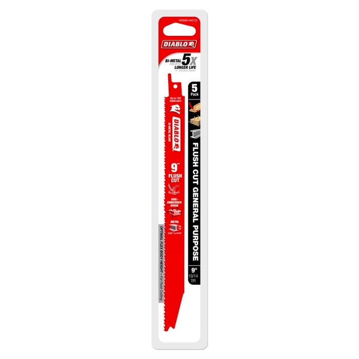 Diablo 9" Flush Cut Reciprocating Saw Blades - 5 Pack