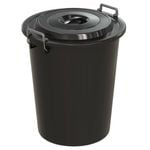 Handy Bins 80L Black Garbage Bin With Lid 