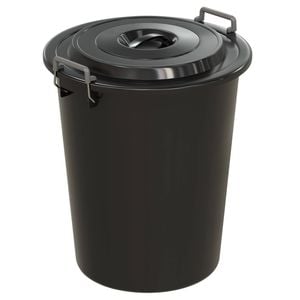 Handy Bins 80L Black Garbage Bin With Lid 