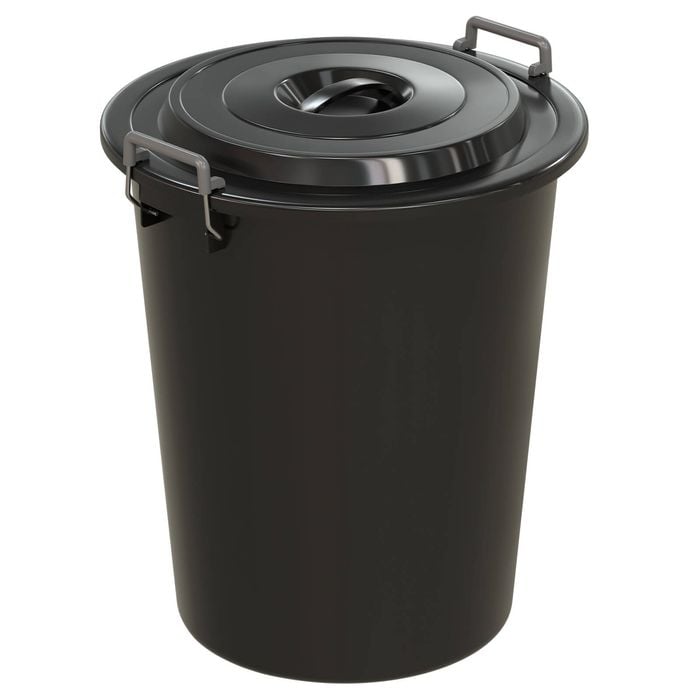 Handy Bins 80L Black Garbage Bin With Lid 