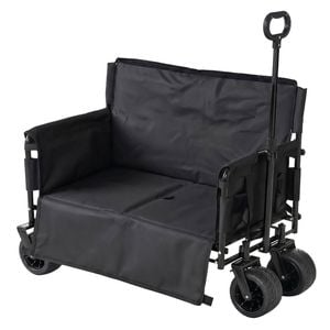OUTDOOR360 2-in-1 Black Foldable Camping Wagon with Seat Mode Max 200kg, 107cm