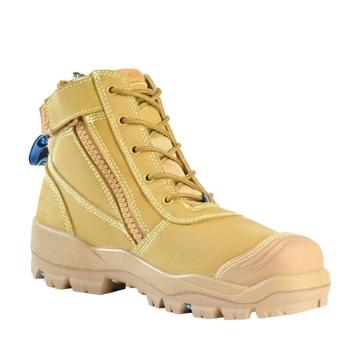 Bata Industrials Wheat Horizon Ultra Leather Zip/Lace Bump Cap Safety Boot - Size 9