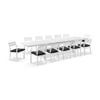 Austin 3m - 3.8m Extension Table 12 Santorini Chairs White & Denim Grey Cushions
