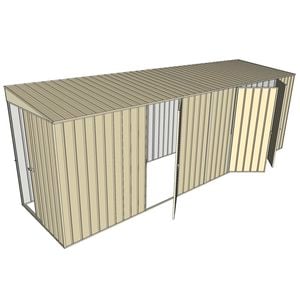 Build-a-Shed 1.5 x 6 x 2m Sliding Door Tunnel Shed With 3 Hinged Side Doors - Cream