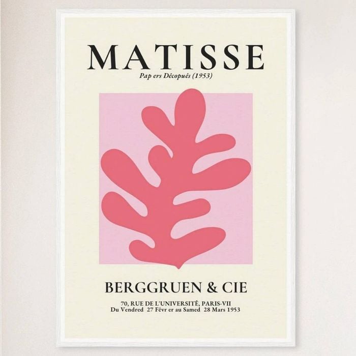 Galrie Henri Matisse Exhibition Print - Captivating Art at Berggruen & Cie (Pink I), White Frame, A3 30 x 42cm (12 x 16inch)