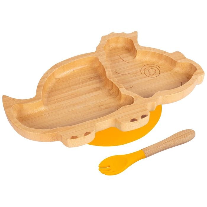 Bamboo Dinosaur Baby Weaning Plate & Fork Set