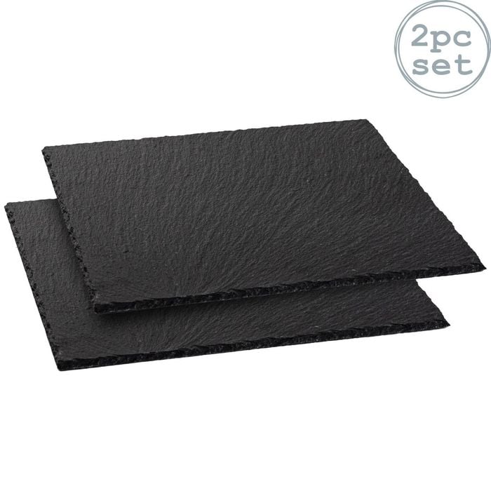 Argon Tableware Square Serving Platter - Pack Of 2 Natural Slate Raw Cut Serving Platter Savoury Placemat Cheese Board