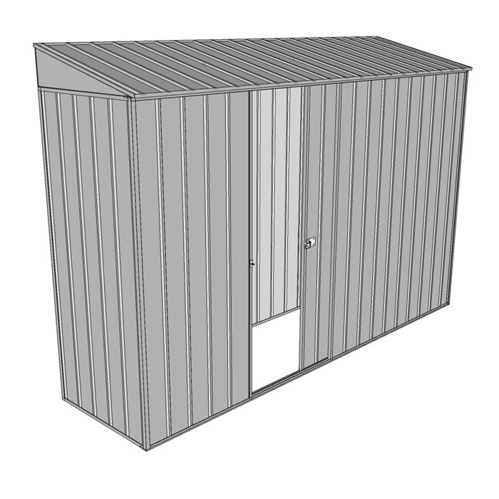 Build-a-Shed 0.8 x 3 x 2m Skillion Single Sliding Side Door Shed - Zinc