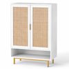 Costway 108cm Shoe Cabinet 2Door 6Tier Rattan Organizer Rack White